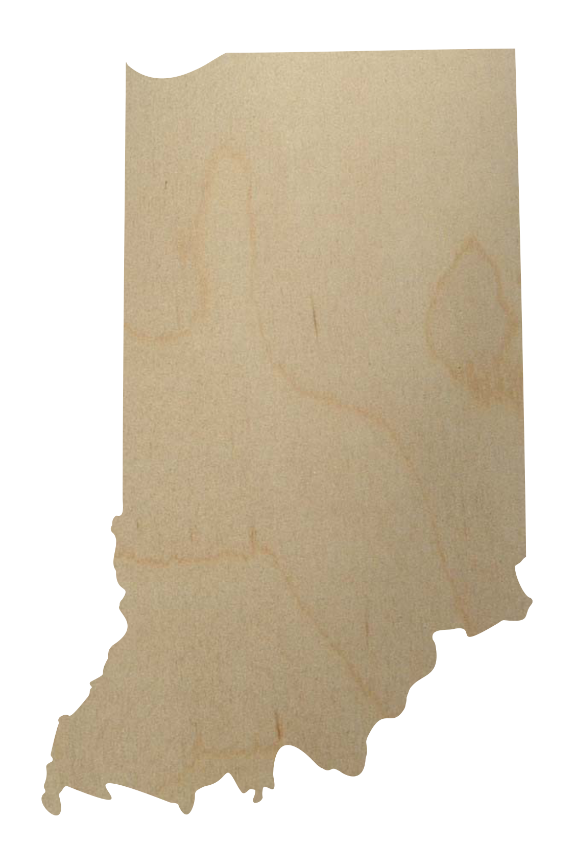 Wooden Indiana state shape cutout for craft projects, decorating or creatin...