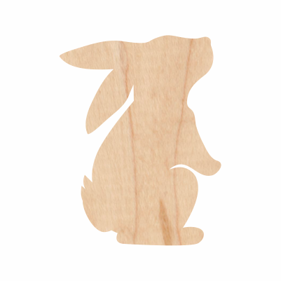 Wooden standing rabbit with head tilted upwards smelling the air